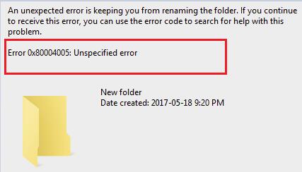 Penyebab Error 0x80004005