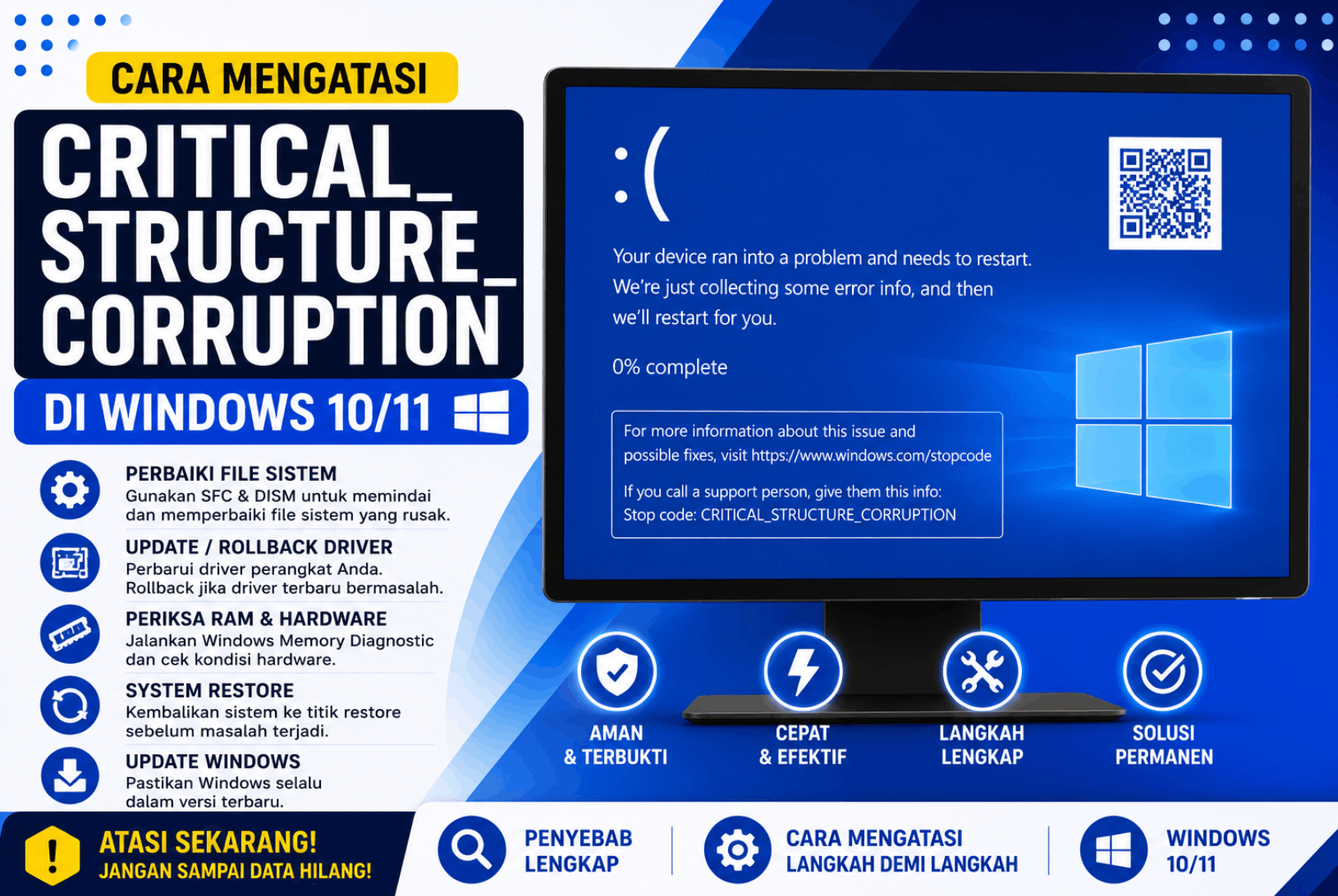 Cara Mengatasi CRITICAL_STRUCTURE_CORRUPTION di Windows 10/11