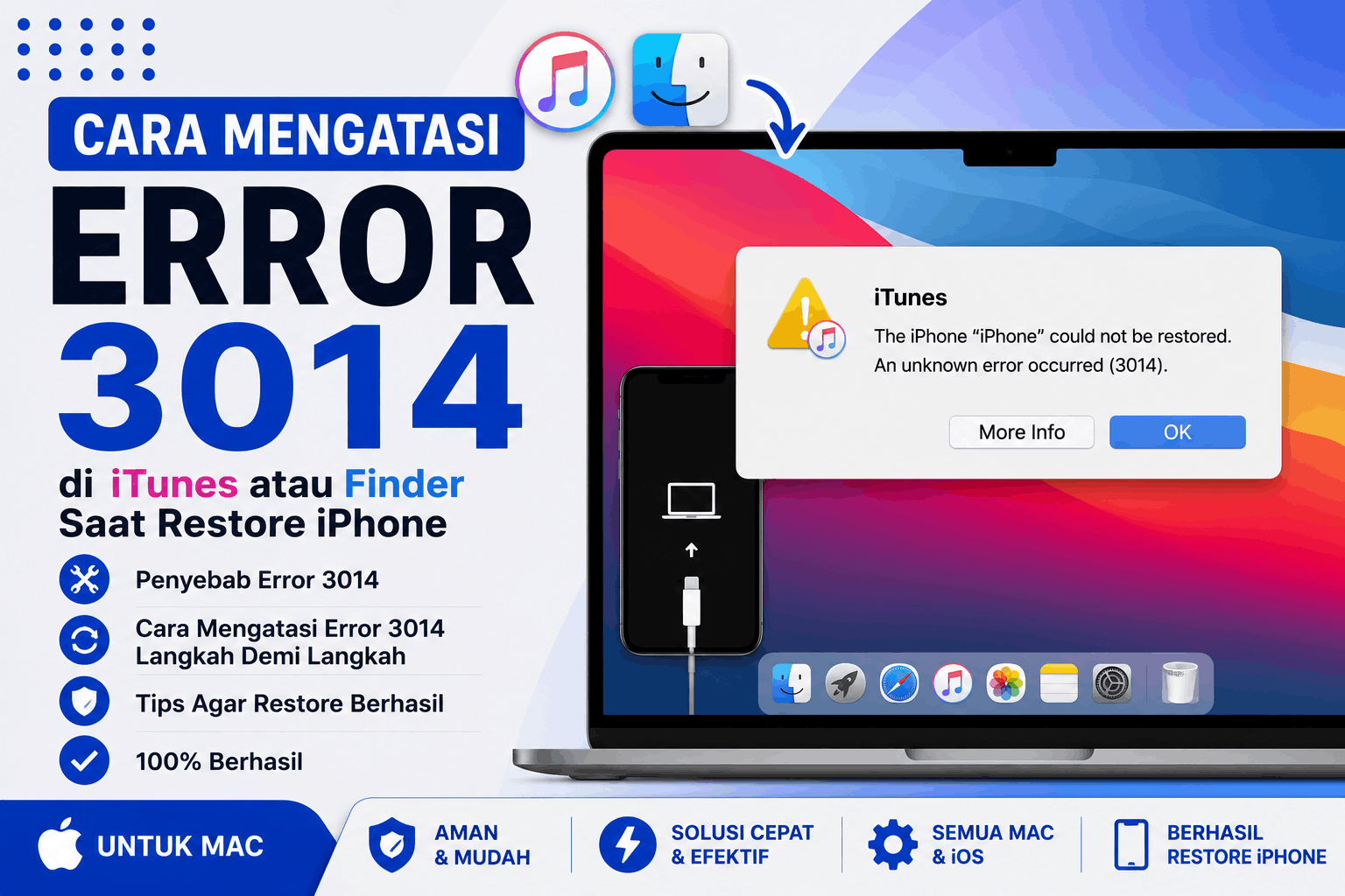Cara Mengatasi Error 3014 di iTunes atau Finder Saat Restore iPhone