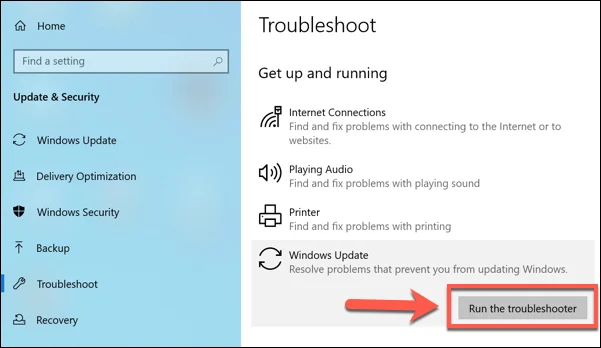 Jalankan Windows Update Troubleshooter - arahmod