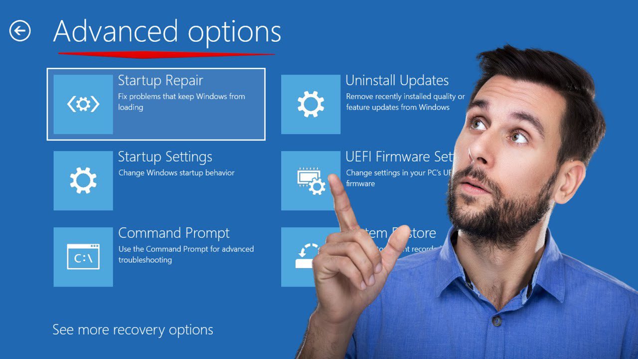 Masuk ke Advanced Startup Options