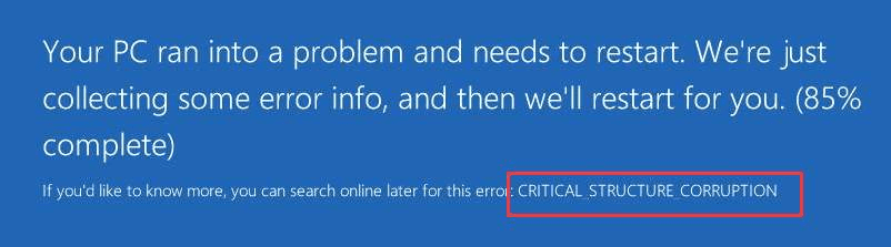 Penyebab CRITICAL_STRUCTURE_CORRUPTION