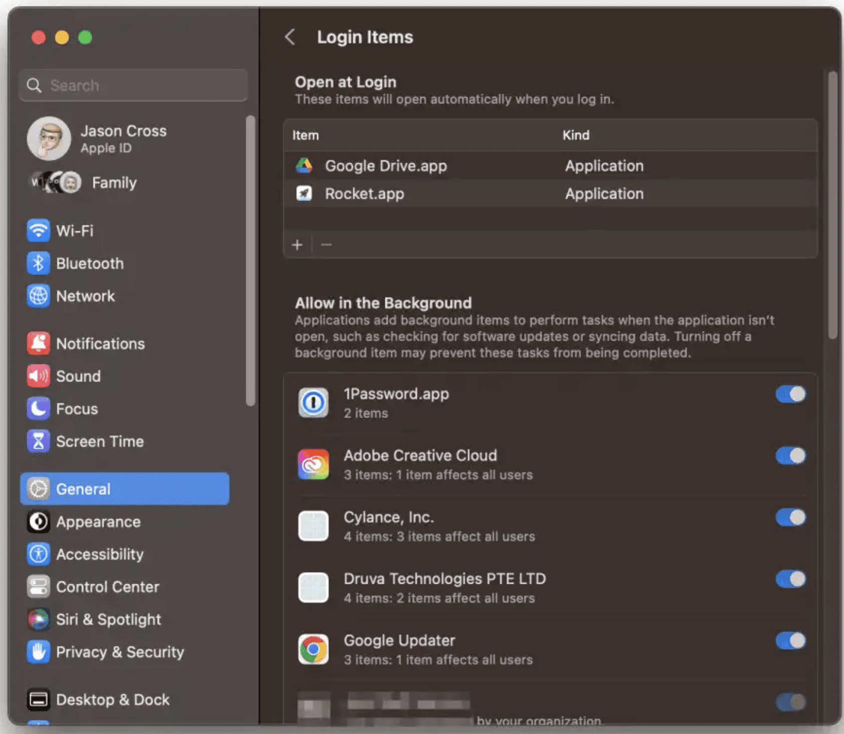 Bersihkan Login Items mac